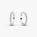 Sterling silver hoop earrings with clear cubic zir 294649C01 (High Resolution)