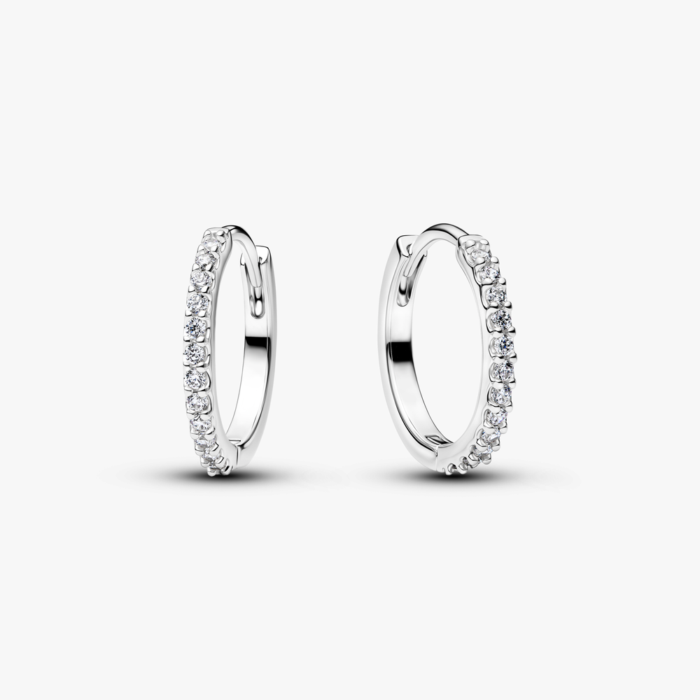 Sterling silver hoop earrings with clear cubic zir 294649C01 (High Resolution)