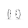 Sterling silver hoop earrings with clear cubic zir 294649C01