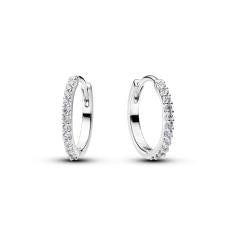 Sterling silver hoop earrings with clear cubic zir 294649C01