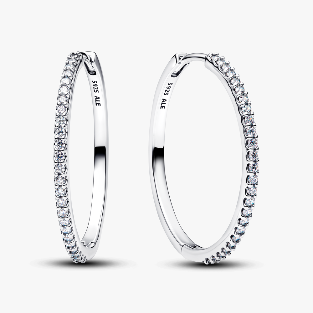 Sterling silver hoop earrings with clear cubic zir 294650C01 (High Resolution)