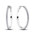 Sterling silver hoop earrings with clear cubic zir 294650C01