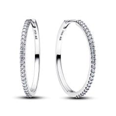 Sterling silver hoop earrings with clear cubic zir 294650C01