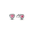 Heart sterling silver stud earrings with fancy pink and clear cubic zirconia 298427C02