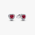 Heart sterling silver stud earrings with cherries (High Resolution)
