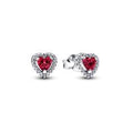 Heart sterling silver stud earrings with cherries
