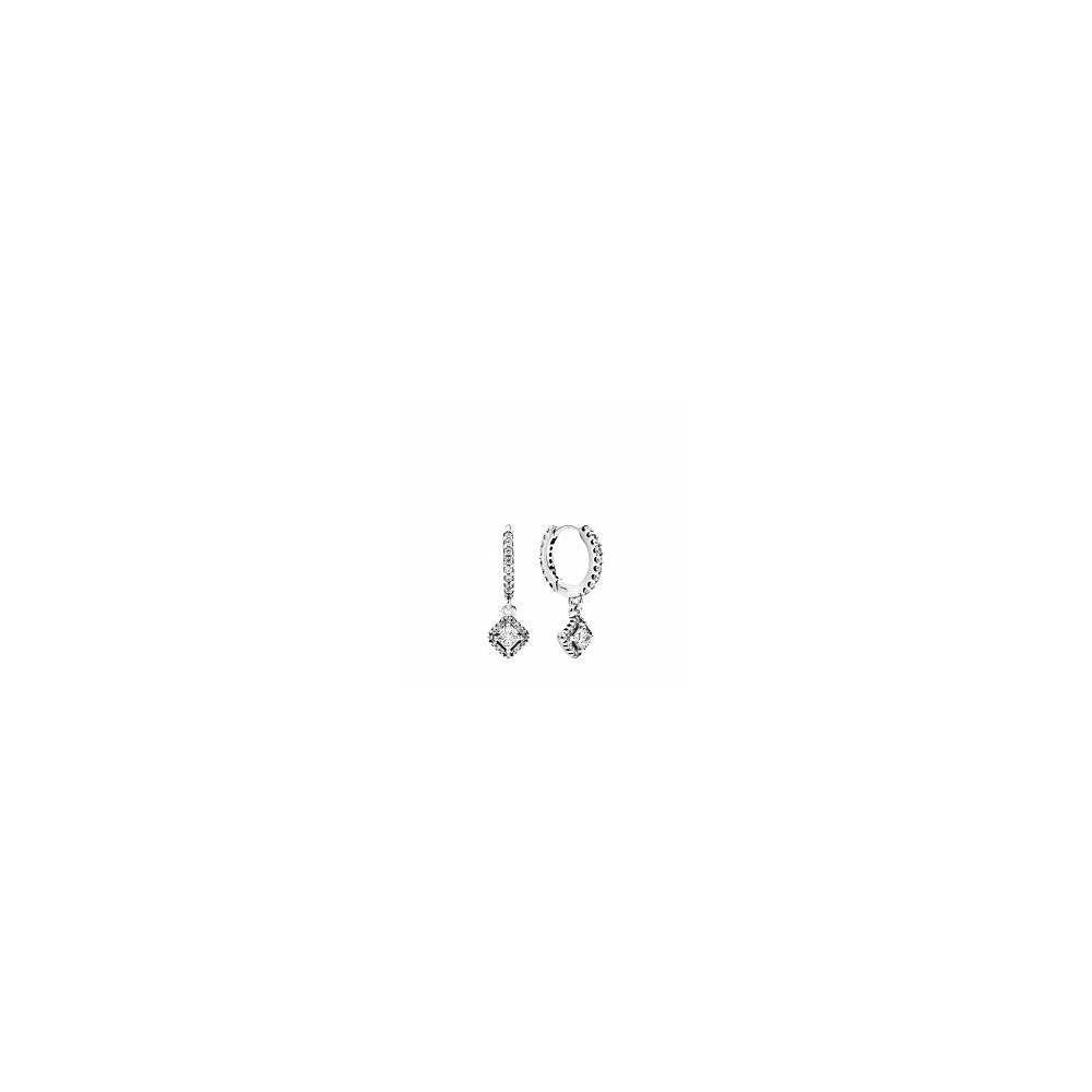 Square Sparkle Silver Hoop Earrings w CZ 298503C01 (High Resolution)