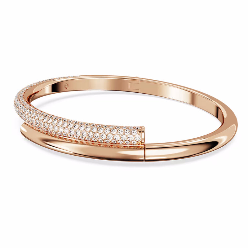 Dextera bangle Magnetic closure, White, Rose gold-tone plated