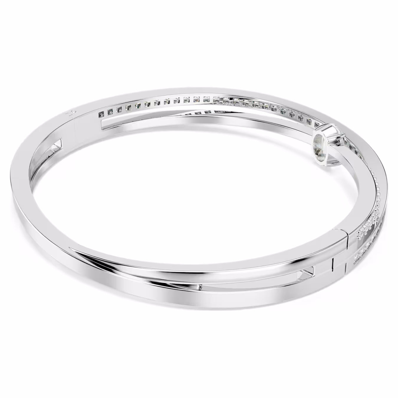 Hyperbola bangle Mixed cuts, White, Rhodium plated 5691225