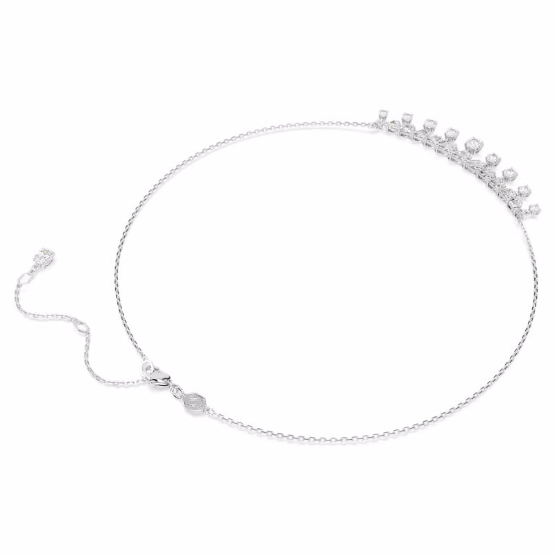 Idyllia necklace Mixed cuts, Snowflake, White, Rhodium plated