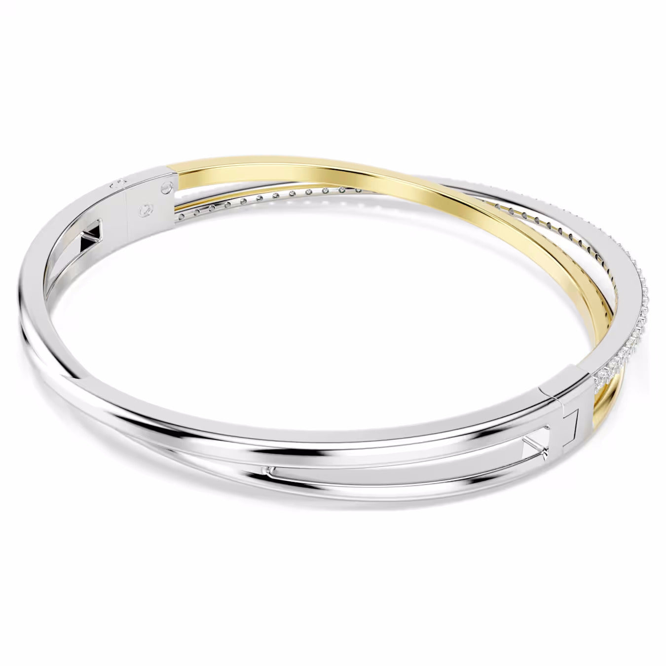 Hyperbola bangle Round cut, White, Mixed metal finish 5689722