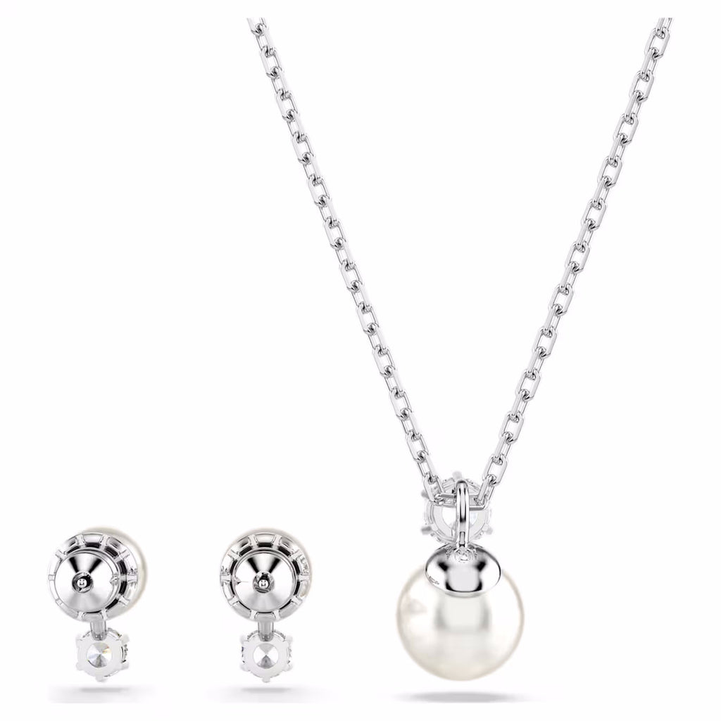 Matrix set Crystal pearl, Round cut, White, Rhodium plated 5689624