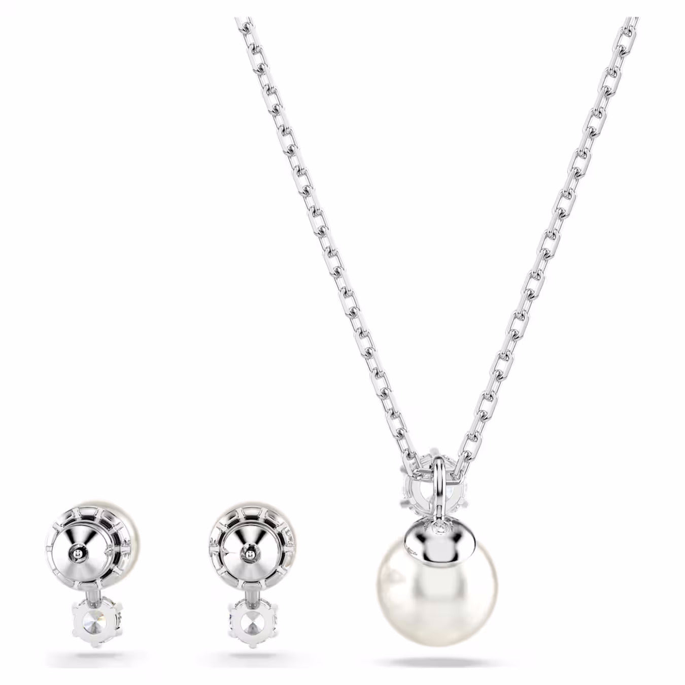 Matrix set Crystal pearl, Round cut, White, Rhodium plated 5689624