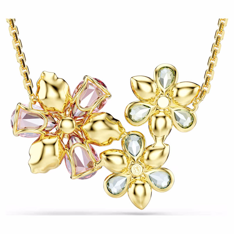 Idyllia pendant Mixed cuts, Flower, Multicoloured, Gold-tone plated
