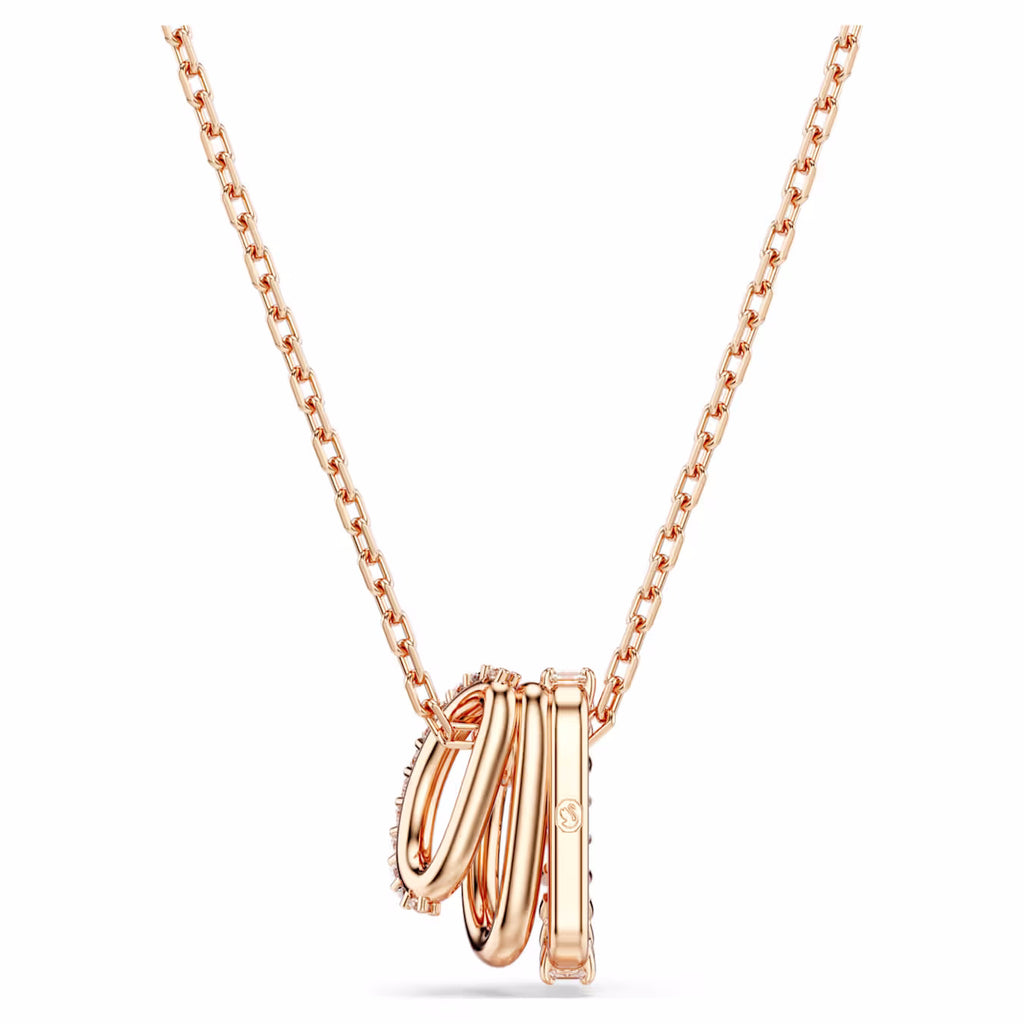 Hyperbola pendant Mixed cuts, White, 18k rose gold finish  5701494
