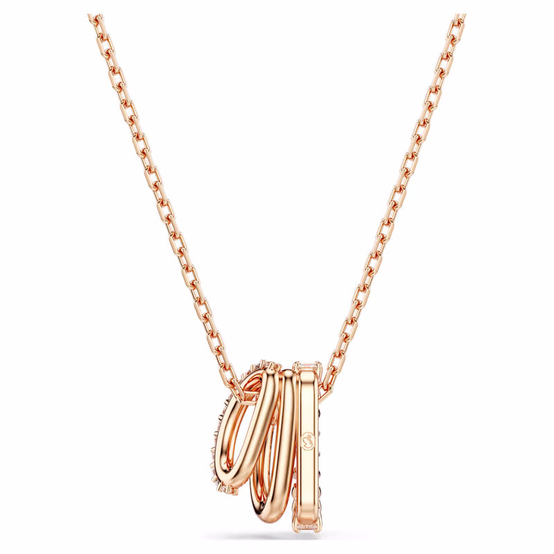 Hyperbola pendant Mixed cuts, White, Rose gold-tone plated