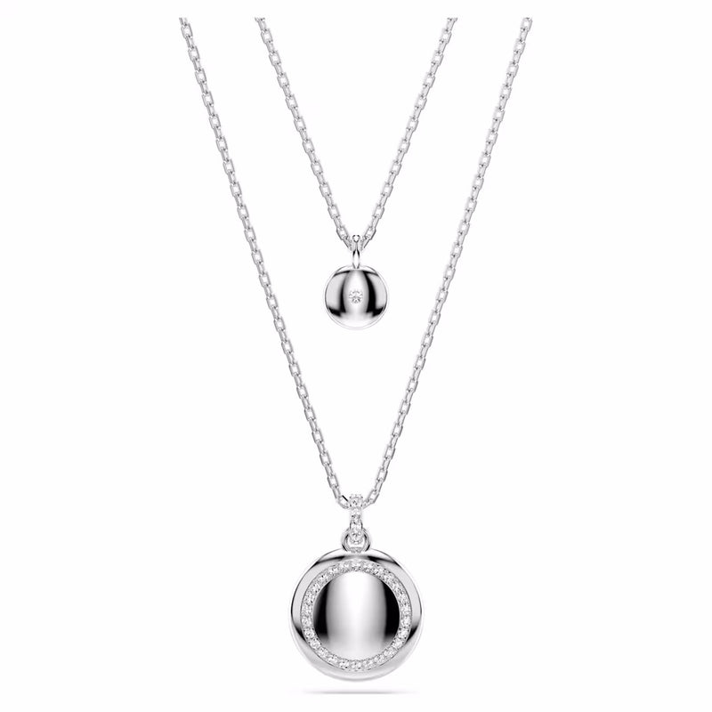 Meteora layered pendant White, Rhodium plated