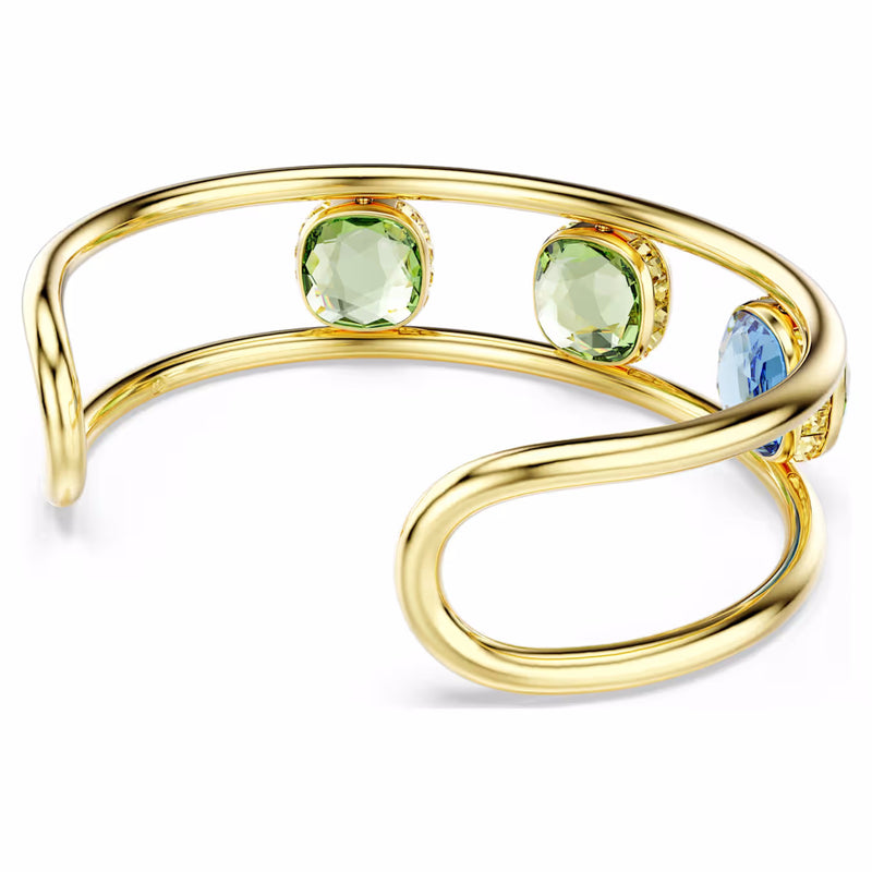 Chroma cuff Cushion cut, Multicoloured, Gold-tone plated