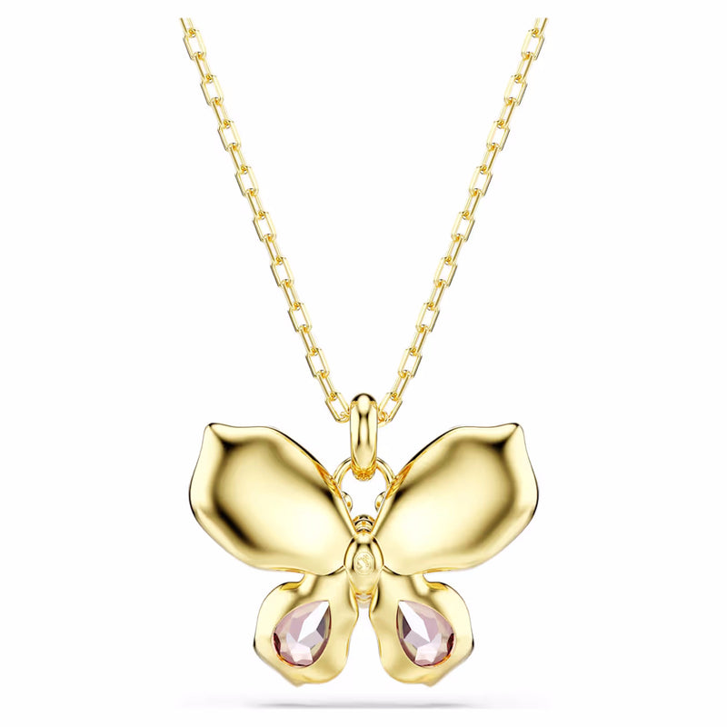 Idyllia pendant Mixed cuts, Pavé, Butterfly, Multicoloured, Gold-tone plated