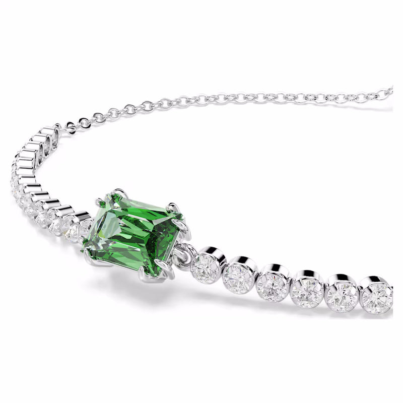 Matrix Tennis bracelet Mixed cuts, Green, Rhodium plated