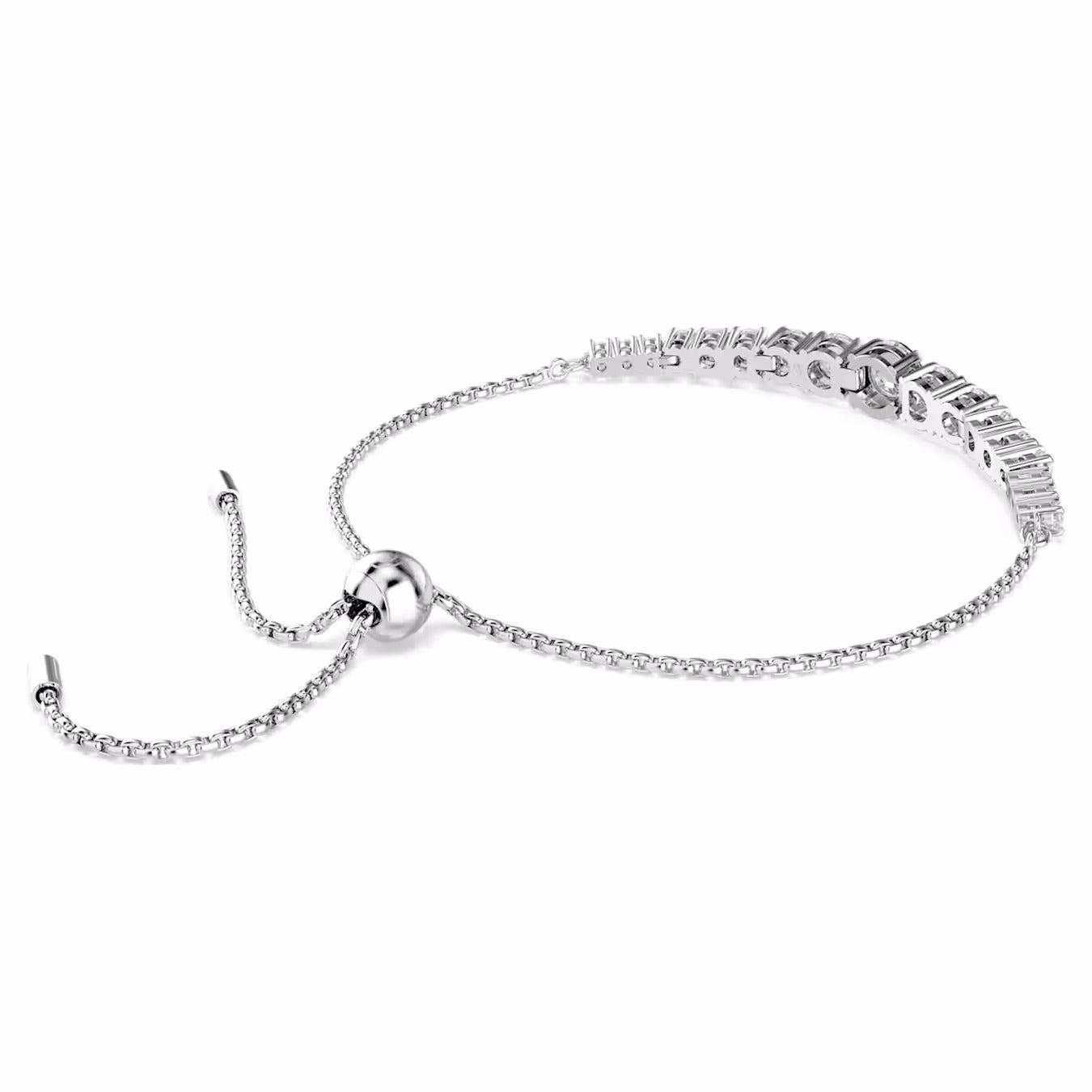 Matrix bracelet Gradient of round cuts, White, Rhodium plated 5690677