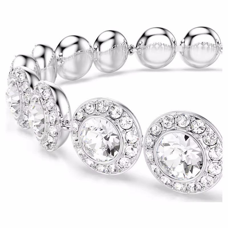 Una Tennis bracelet Round cut, White, Rhodium plated