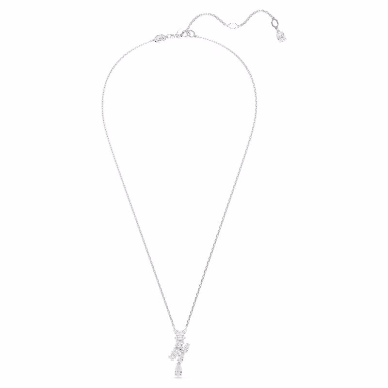 Matrix pendant Mixed cuts, White, Rhodium plated