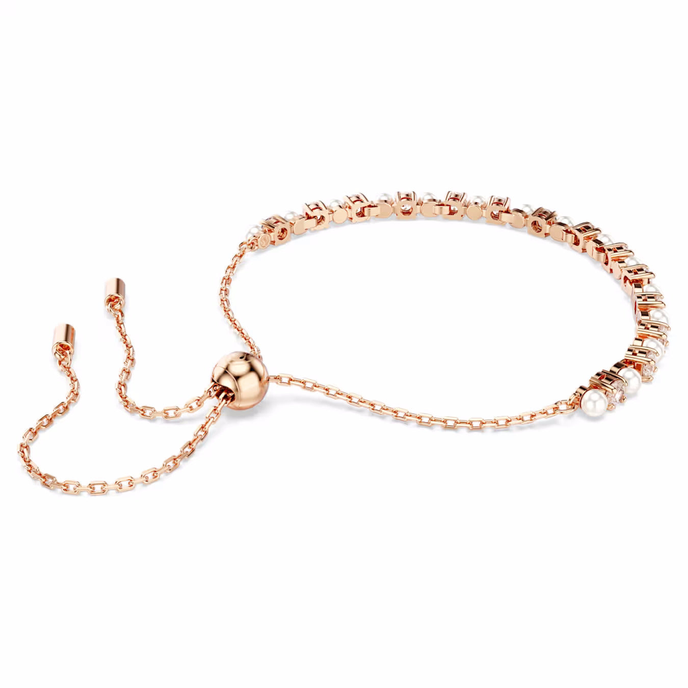 Matrix bracelet Crystal pearl, Round cuts, White, 18k rose gold finish M 5729506