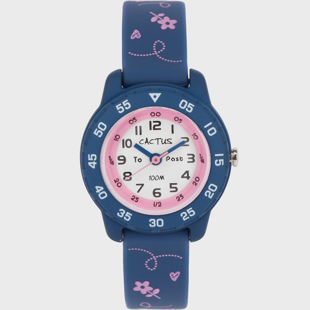 Cactus 'Junior' Blue & Pink Flower Time Teacher Watch CAC-124-M04