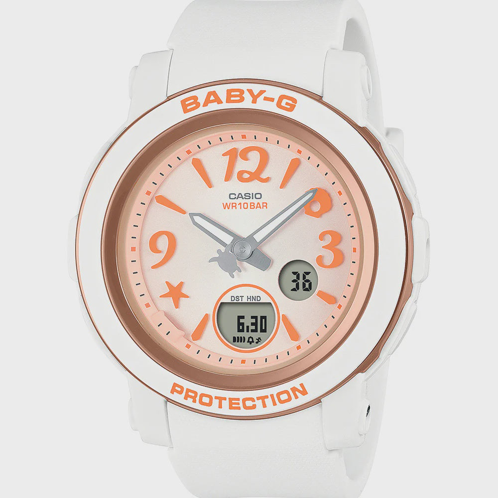 CASIO Baby G Duo under the Sea,orange face,white resin BGA290US-4A