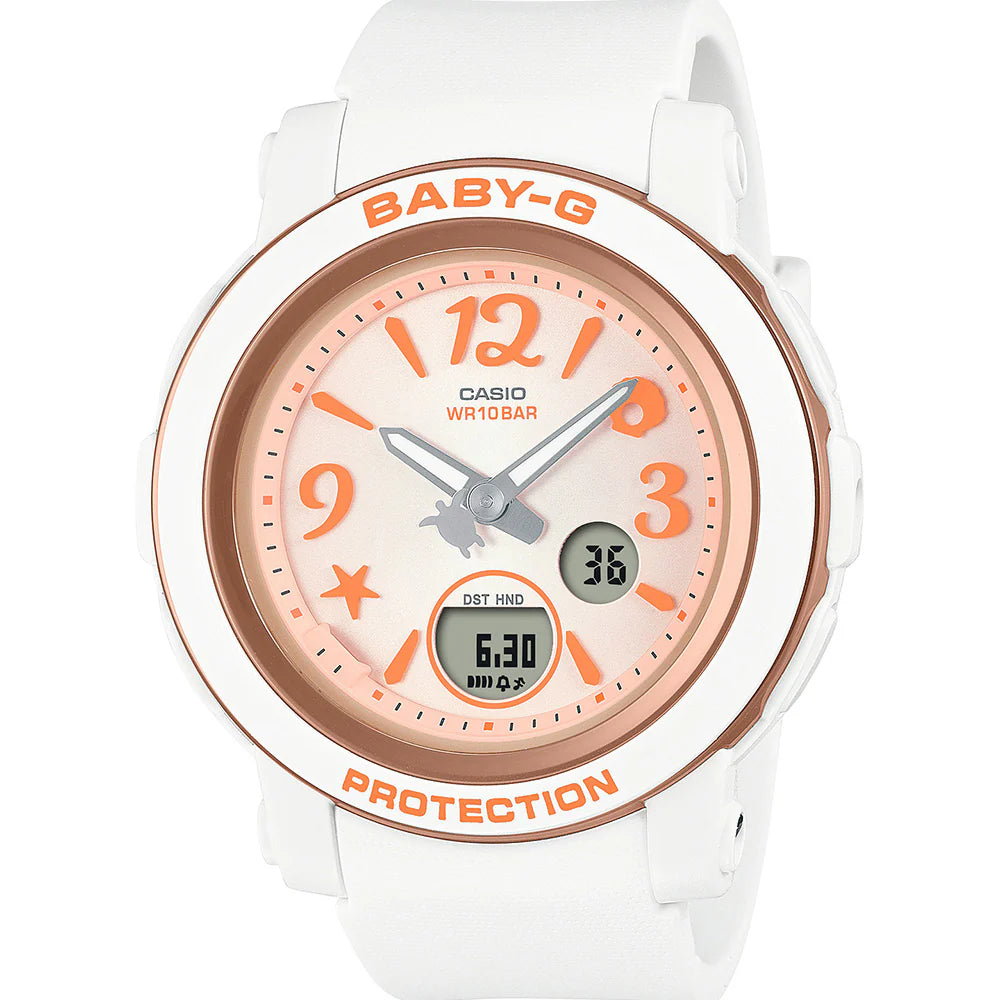 CASIO Baby G Duo under the Sea,orange face,white resin BGA290US-4A