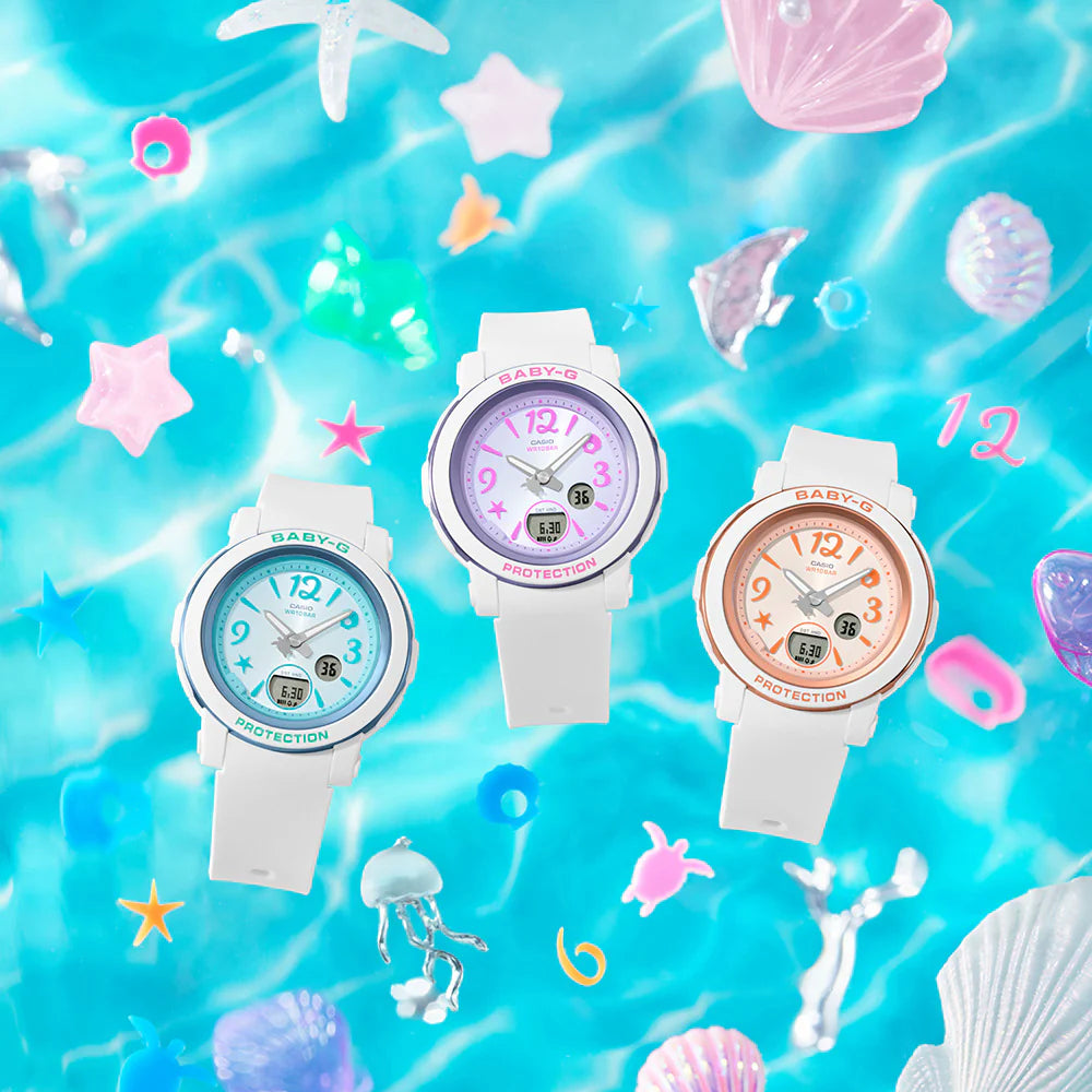 CASIO Baby G Duo under the Sea,orange face,white resin BGA290US-4A