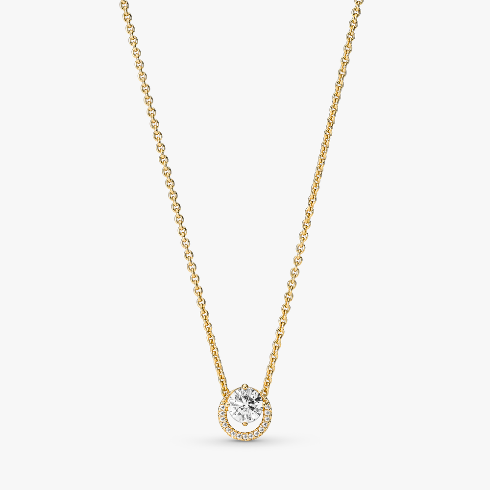 14k Gold-plated collier with clear cubic 361174C01-45 (High Resolution)