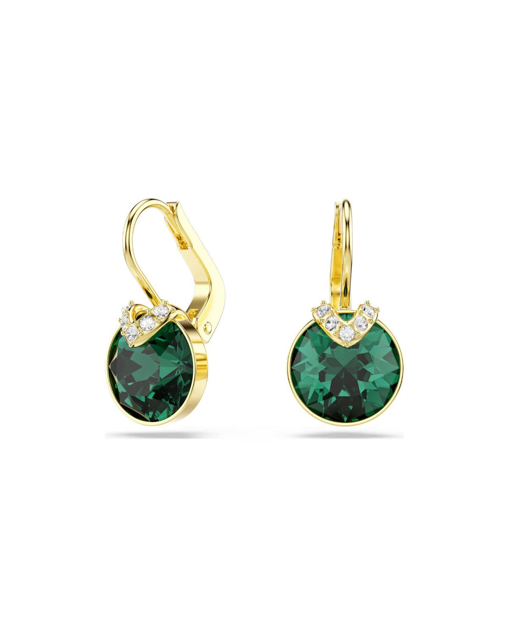 Bella V drop earrings Round cut, Green, Gold-tone plated 5735389