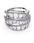 Hyperbola ring Mixed cuts White Rhodium plated Size 52 5584650