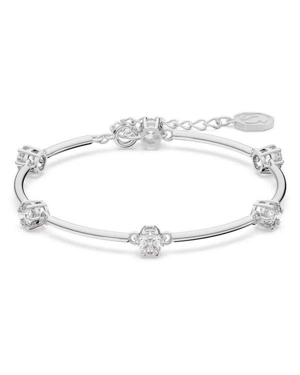 Constella bangle, Round cut, White, Rhodium plated