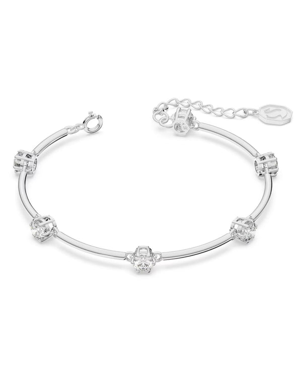 Constella bangle, Round cut, White, Rhodium plated