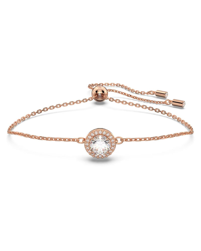 Constella bracelet, Round cut, White, Rose gold-tone plated