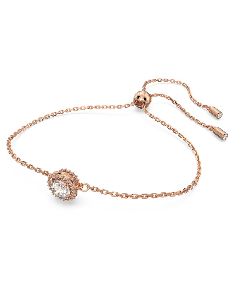 Constella bracelet, Round cut, White, Rose gold-tone plated