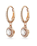 Una Angelic drop earrings Round cut, Pavé, White, 18k rose gold finish 5638769
