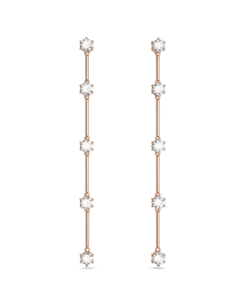 RE Constella Rose Tone White Crystal Drop Earrings 5661463