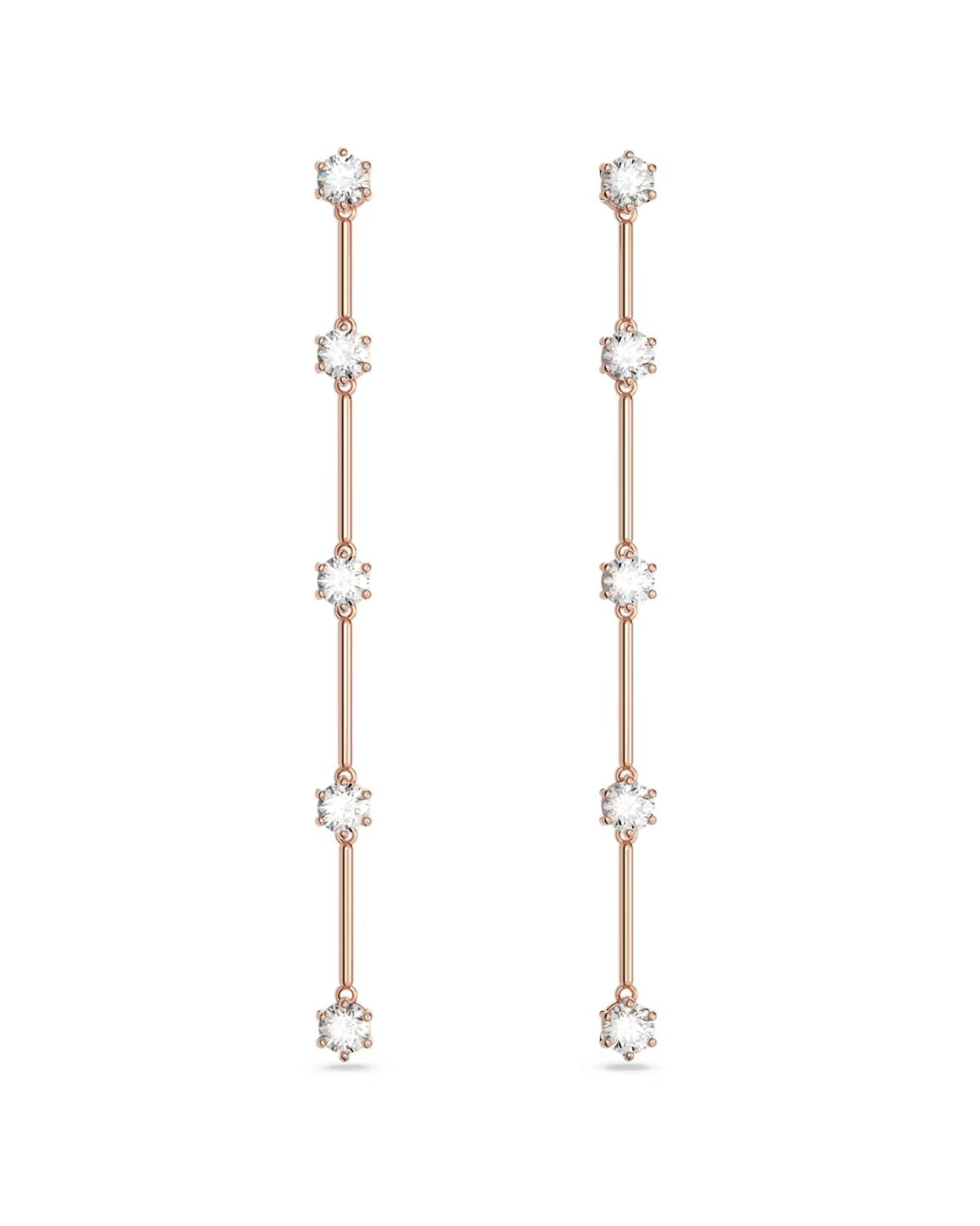 RE Constella Rose Tone White Crystal Drop Earrings 5661463