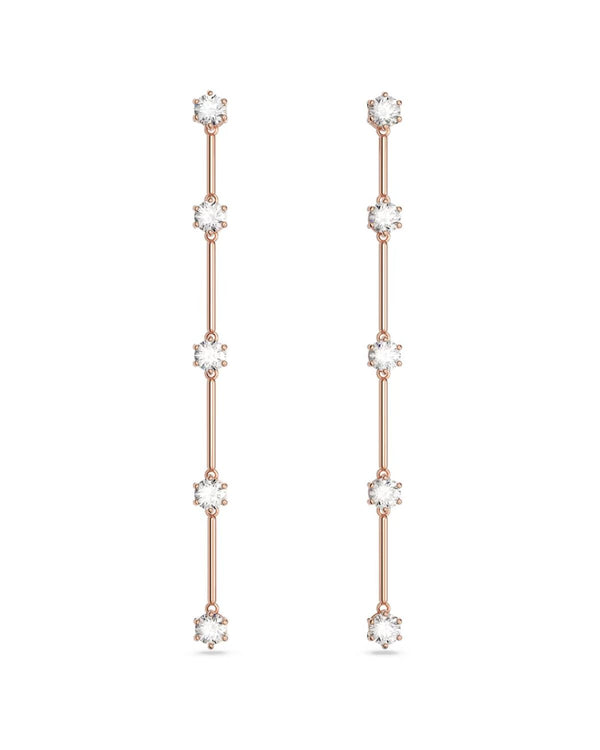 Constella drop earrings, Round cut, White, Rose gold-tone plated