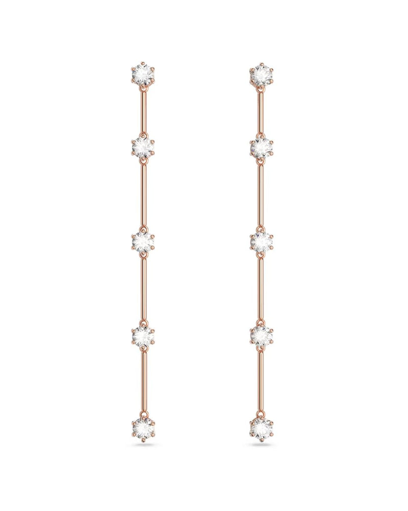 Constella drop earrings, Round cut, White, Rose gold-tone plated