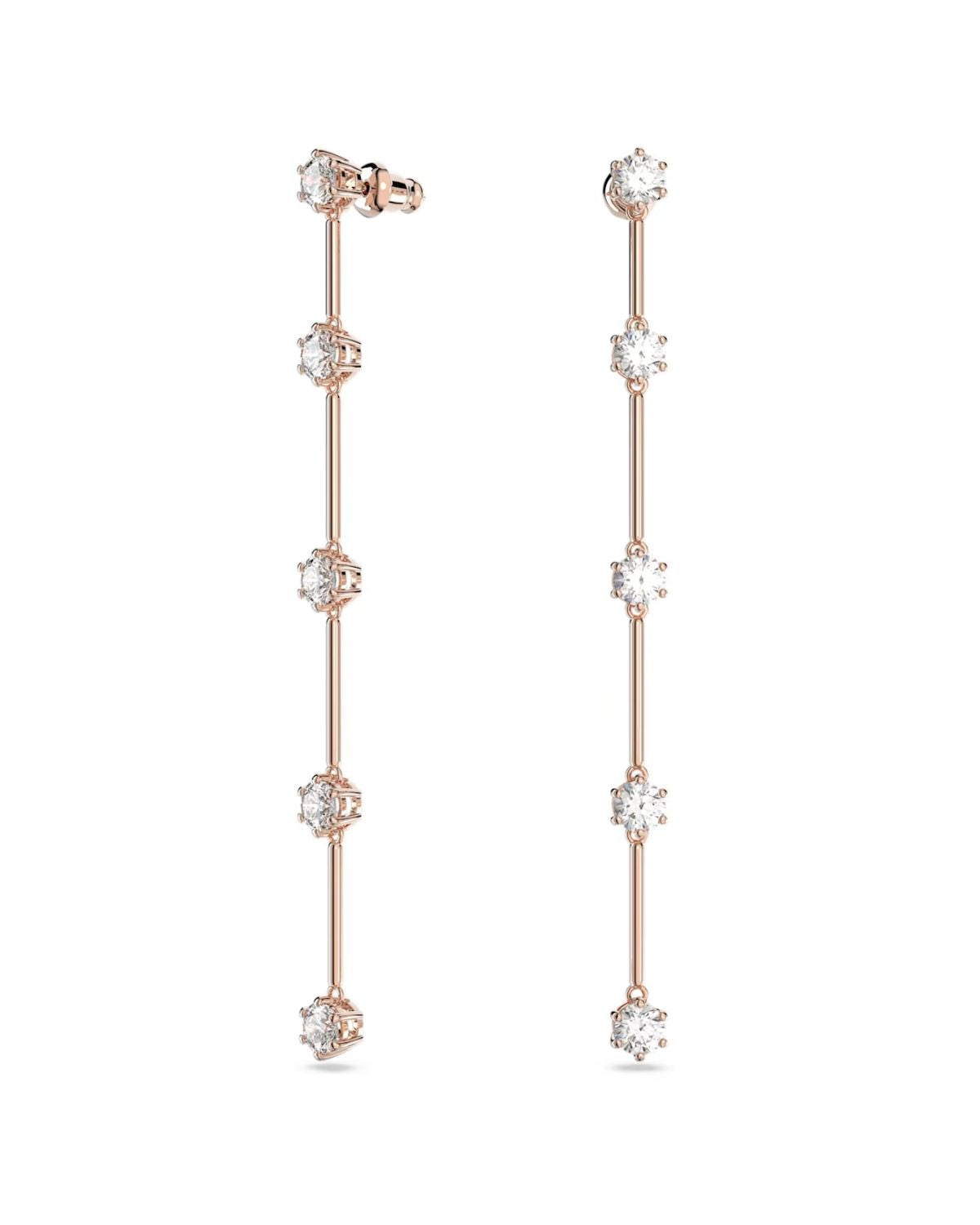 RE Constella Rose Tone White Crystal Drop Earrings 5661463