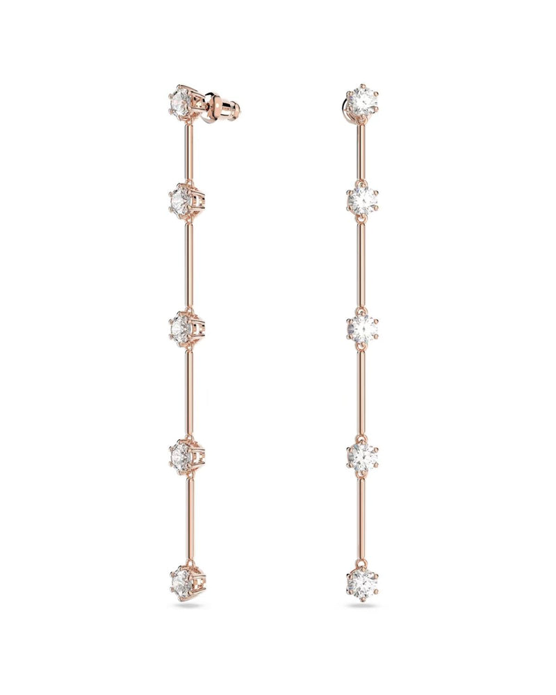 Constella drop earrings, Round cut, White, Rose gold-tone plated