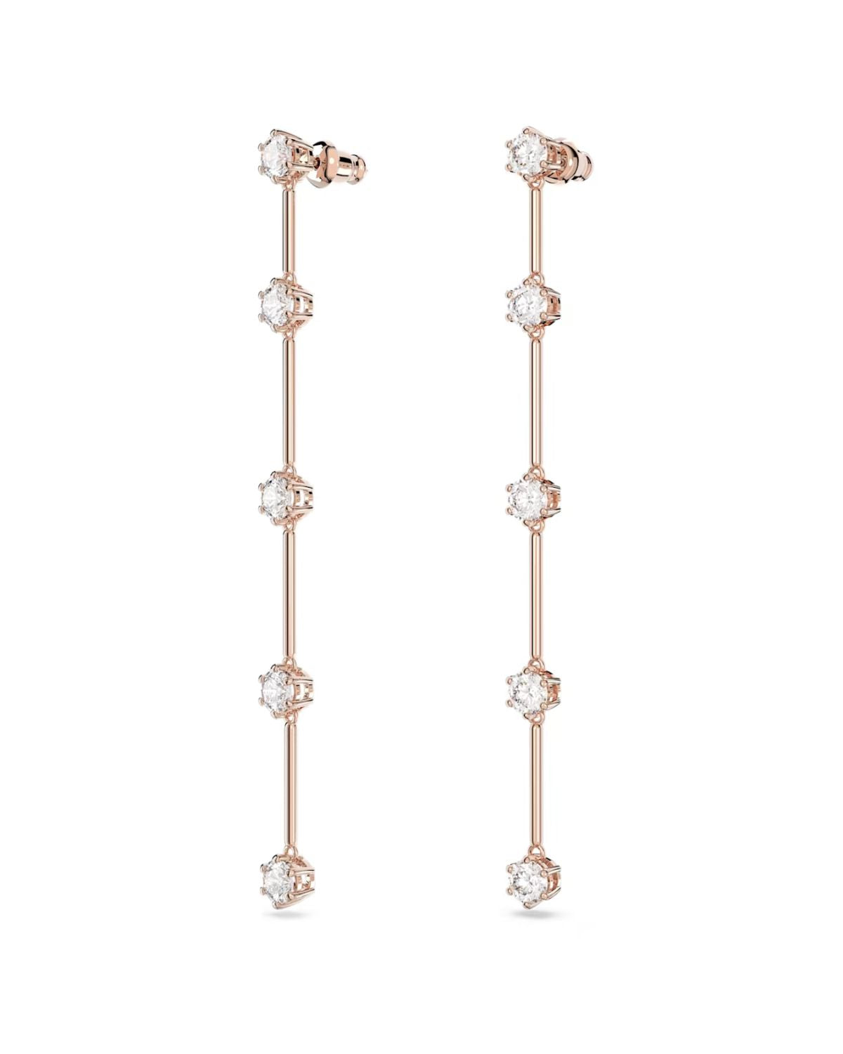 RE Constella Rose Tone White Crystal Drop Earrings 5661463