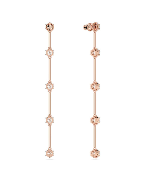 Constella drop earrings, Round cut, White, Rose gold-tone plated