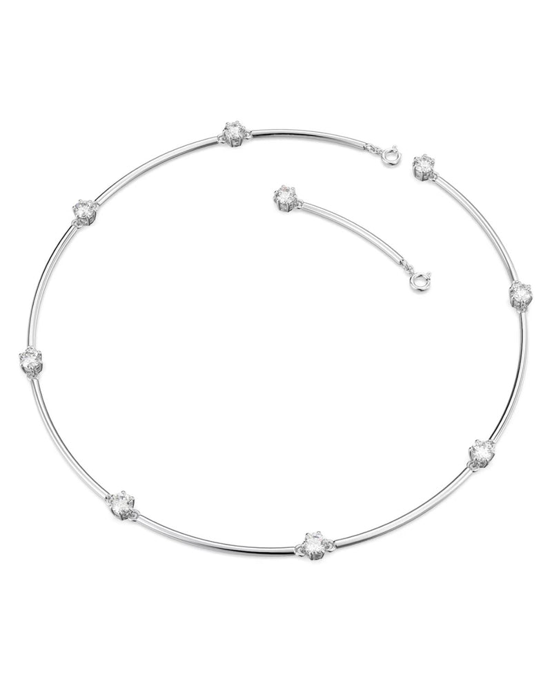 Constella necklace, Round cut, White, Rhodium plated