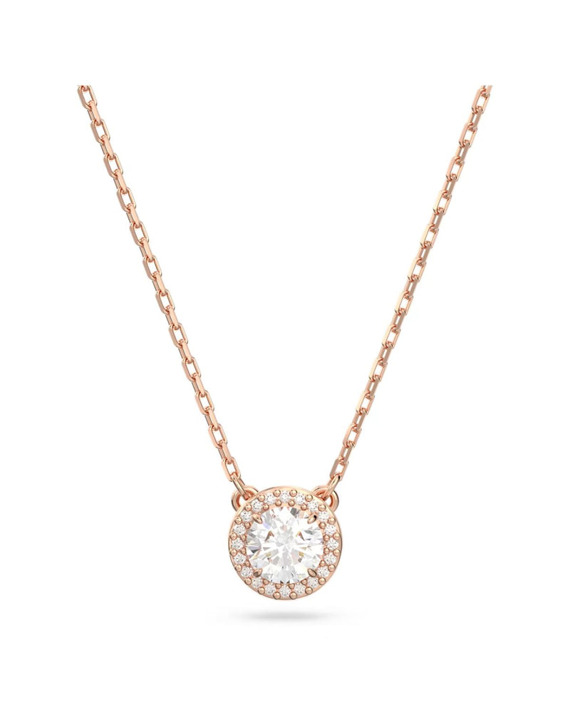 Constella pendant, Round cut, PavÃ©, White, Rose gold-tone plated